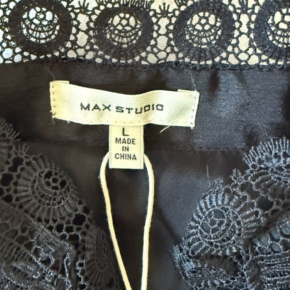Max Studio Black Jacquard Polka Dot Maxi Dress with Lace Trim. - Picture 9 of 11